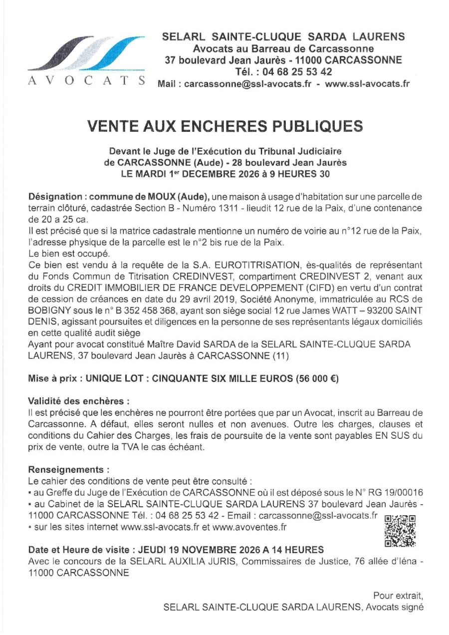 Maison d'habitation - 2 bis, rue de la Paix - MOUX